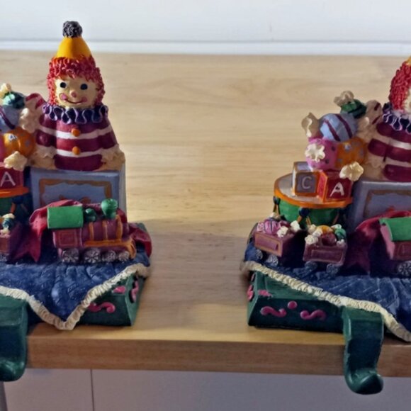 Set of 2 Christmas Stocking Holders Presents & Toys Heavy Felt Bottom Holiday - Picture 3 of 12